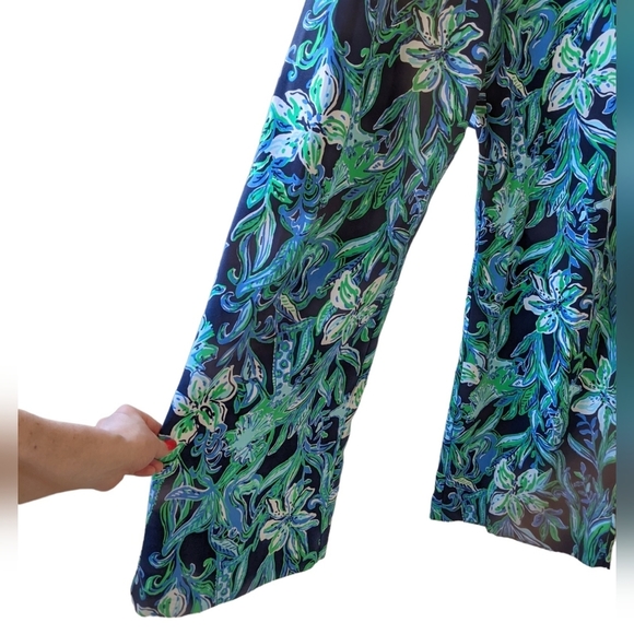 Lilly Pulitzer Nila Jumpsuit High Tide Take it or Leaf it Floral Print Giraffe - Picture 7 of 14